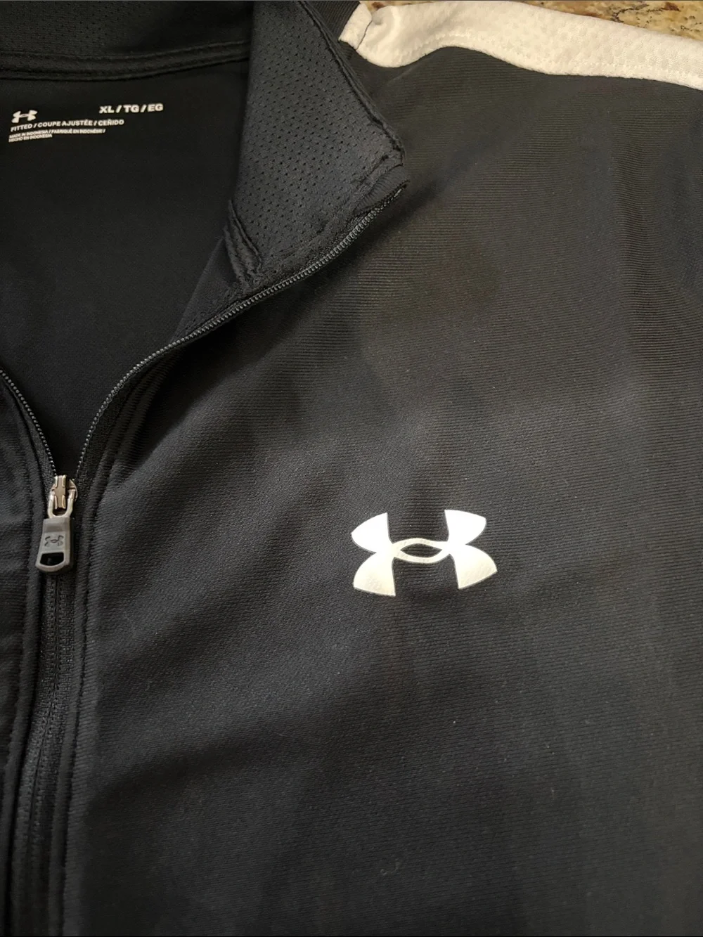 Under Armour Black Track Jacket with White Shoulder Panels